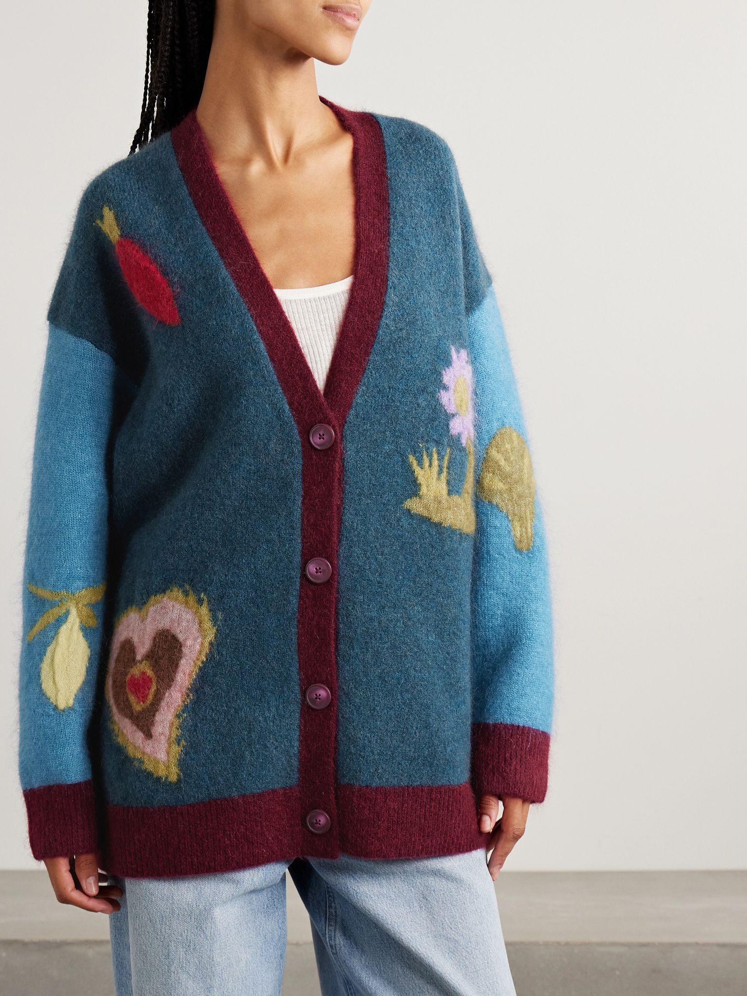 + Studio A Fredo oversized jacquard-knit cardigan Navy - 3