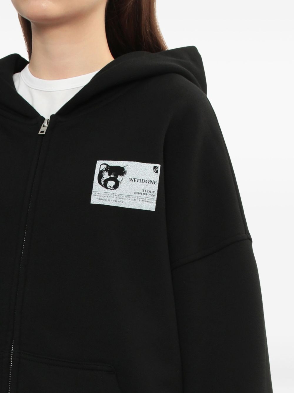 bear-graphic zip-up hoodie - 5