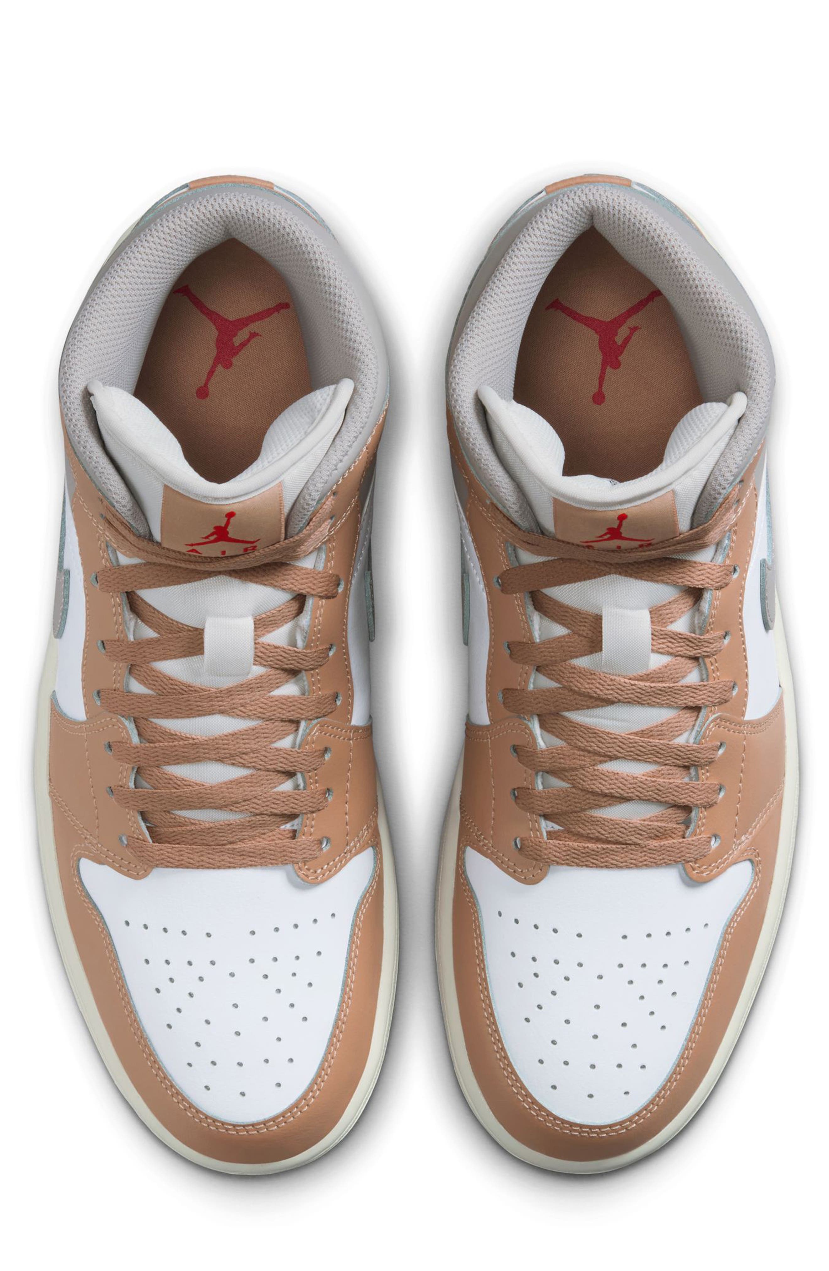 Air Jordan 1 Mid Sneaker in 200 Hemp/fire R at Nordstrom - 3
