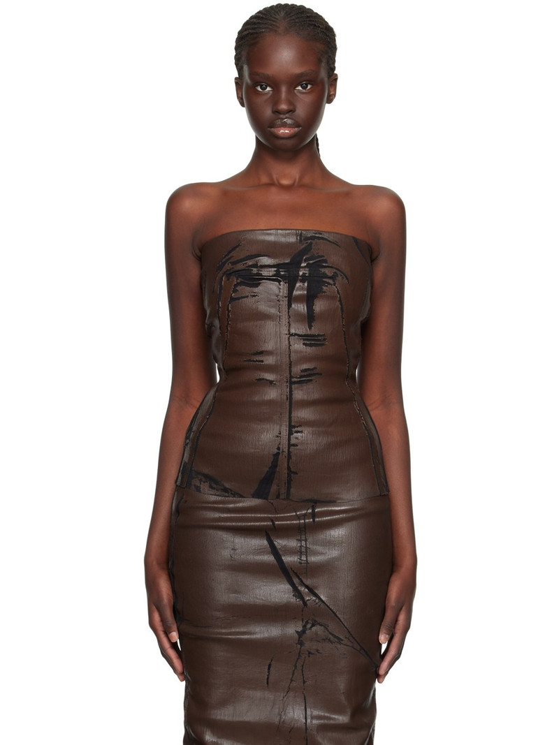 Brown Bustier Denim Camisole - 1