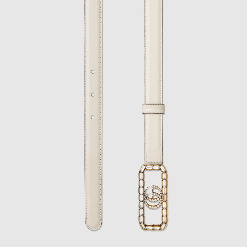 GUCCI Thin belt with crystal Double G buckle outlook