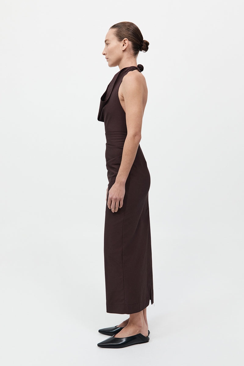 Structural Tie Dress - Port - 5