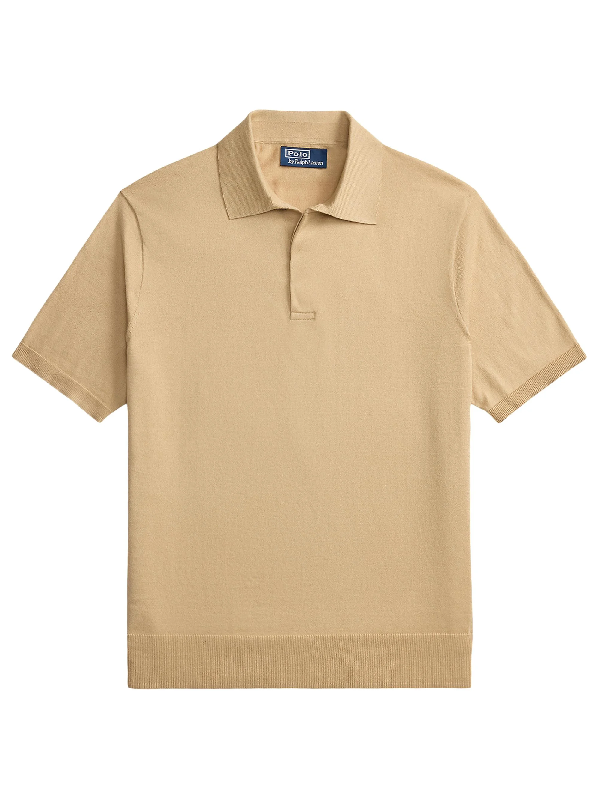 Men's Cutaway Collar Cotton Polo Shirt - Classic Tan - 1