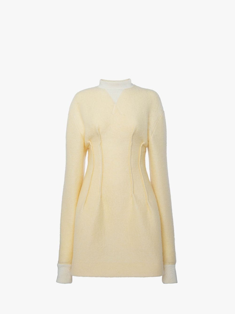TEXTURED LONG SLEEVE HOURGLASS DRESS - 1