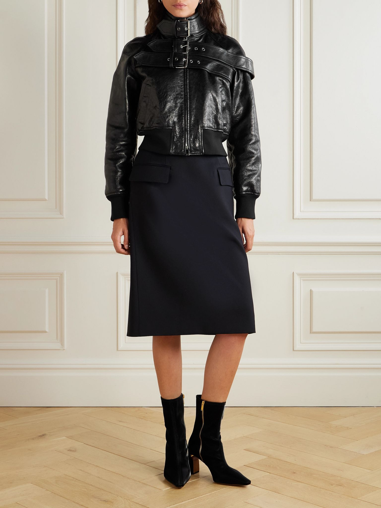 Buckled leather jacket Black - 2