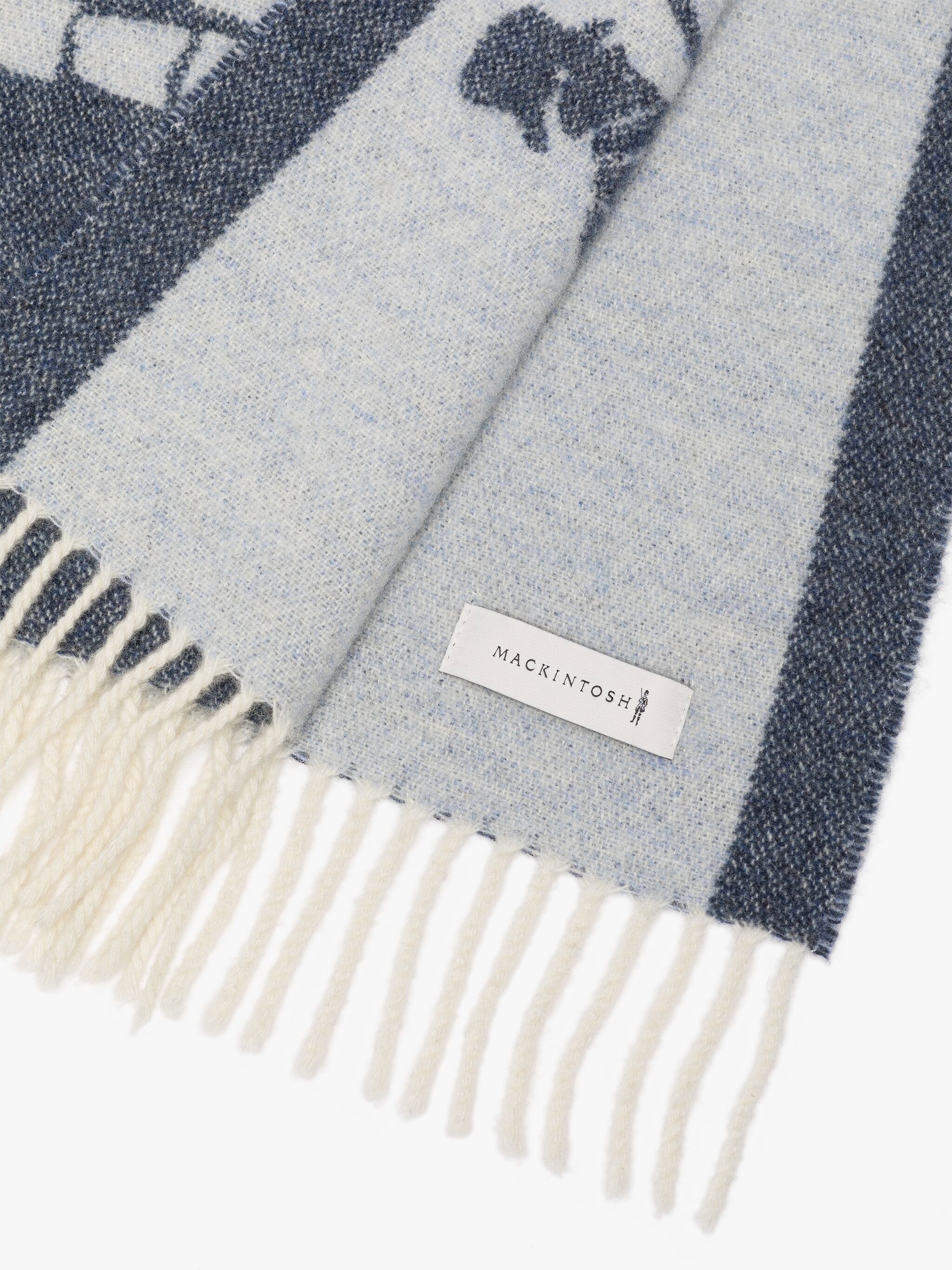 EDINBURGH BLUE WOOL LOGO SCARF - 3