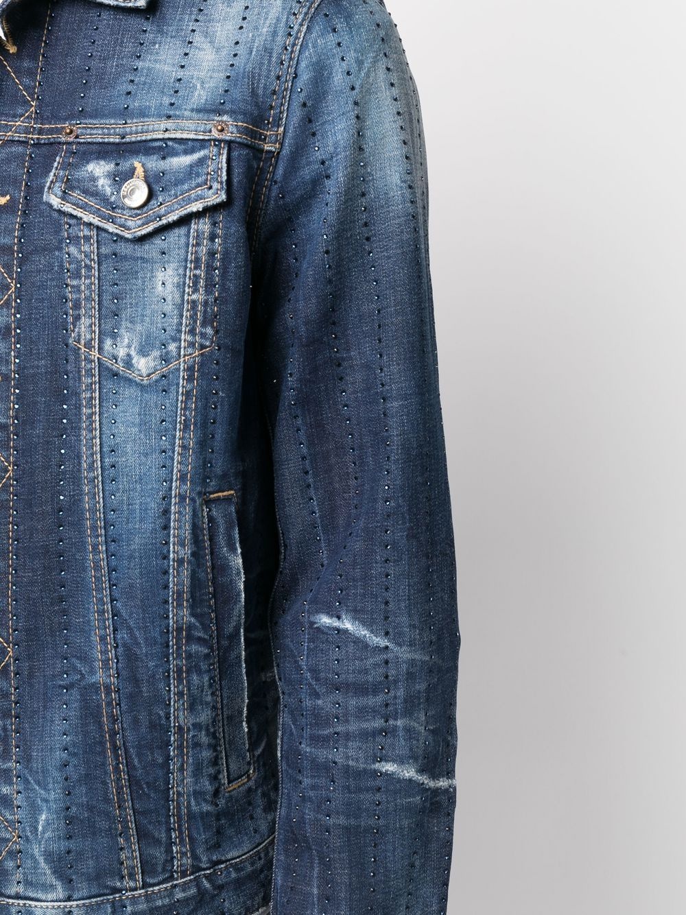 distressed denim jacket - 5