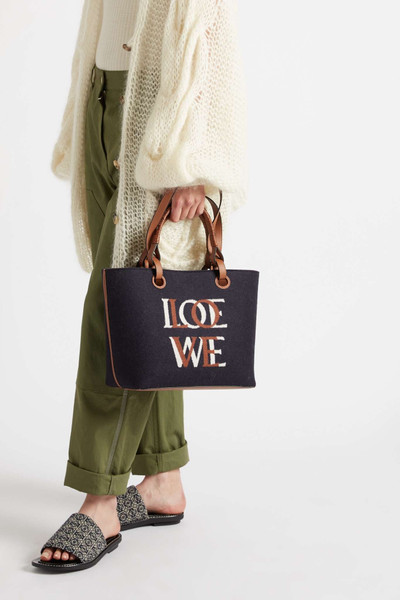 Loewe Anagram small leather-trimmed felted jacquard tote outlook