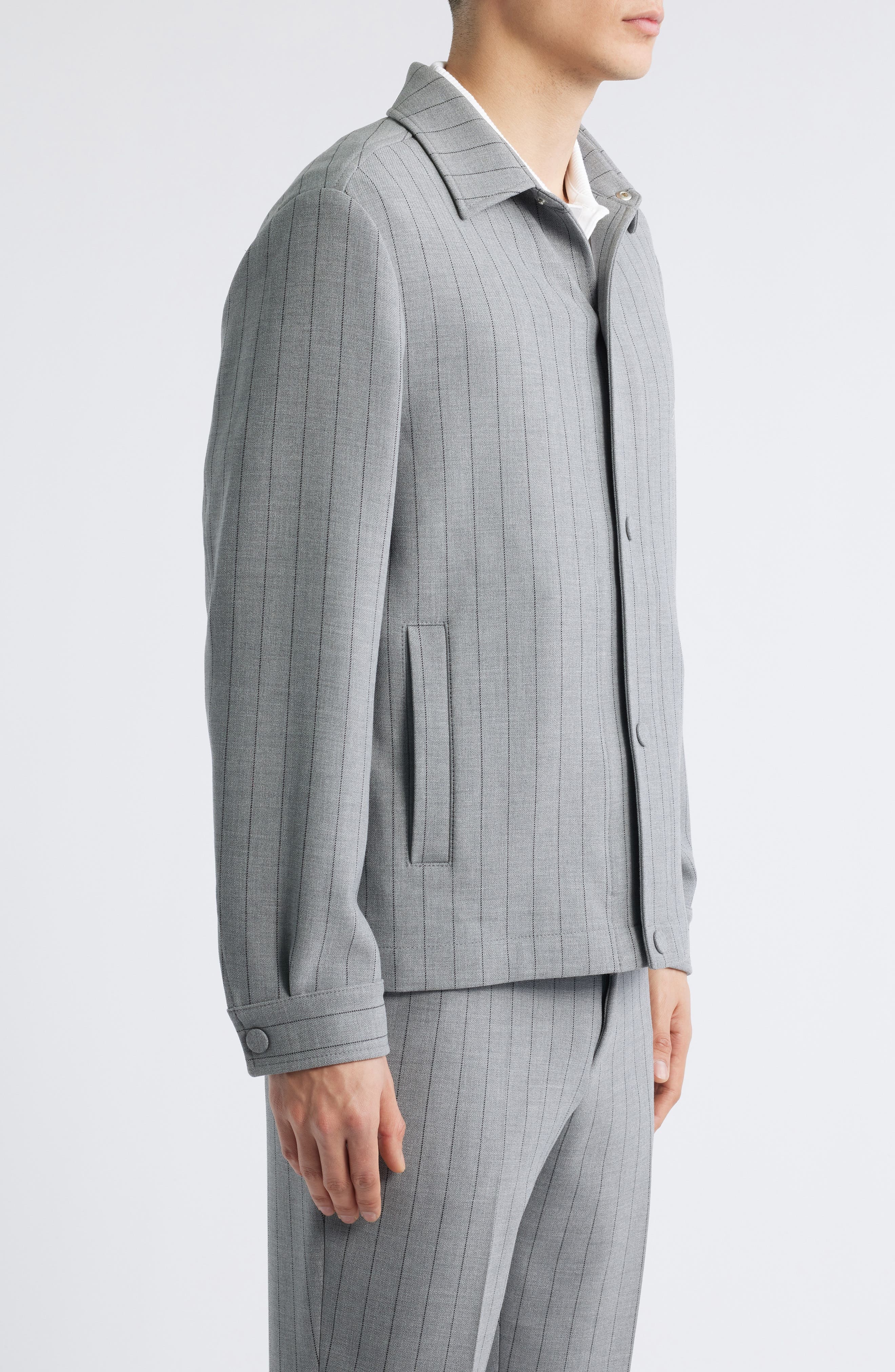 BOSS Carper Pinstripe Coach's Jacket in Medium Grey at Nordstrom - 3