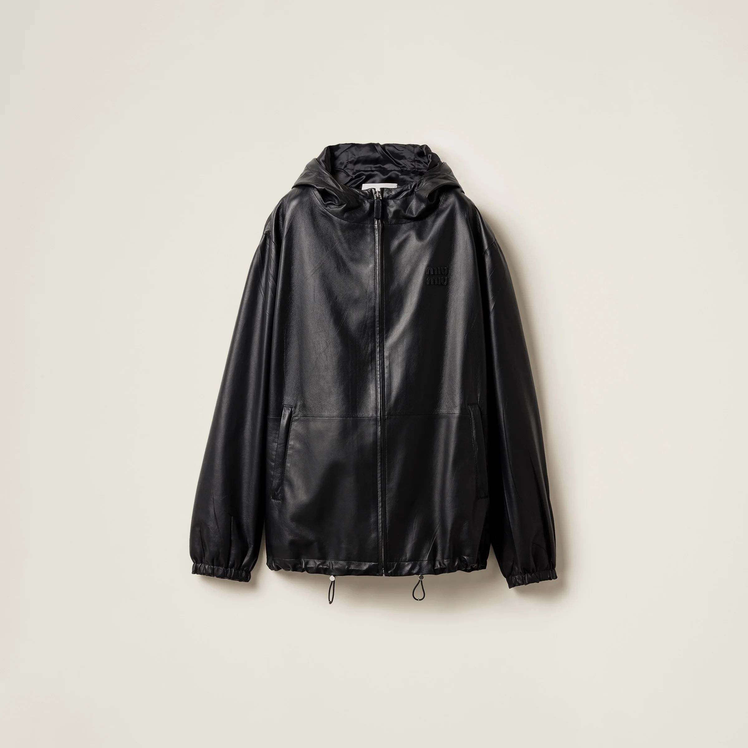 Nappa leather hoodie jacket - 1