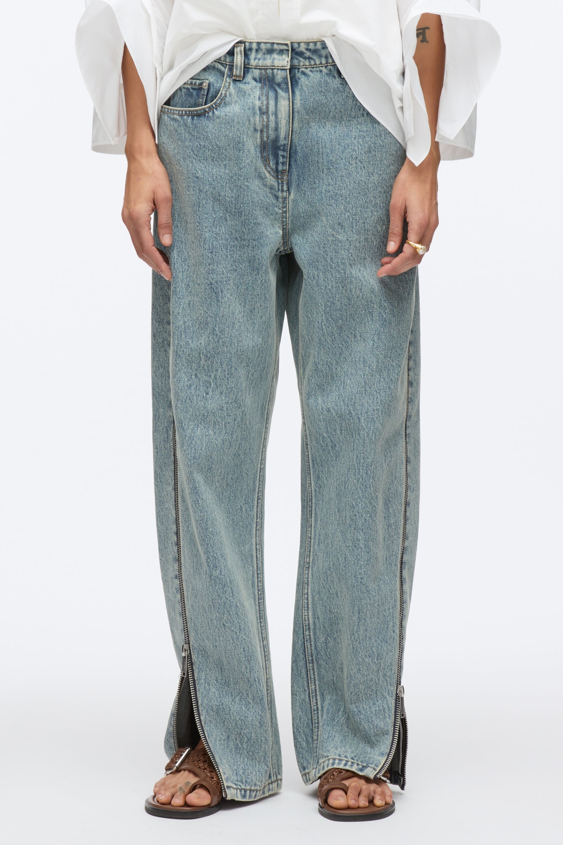 Curve Denim Pant with Zippers - 3