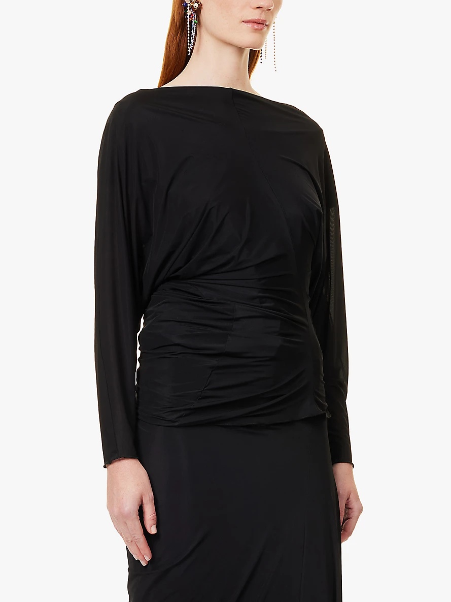 Hold draped batwing-sleeve stretch-jersey top - 3