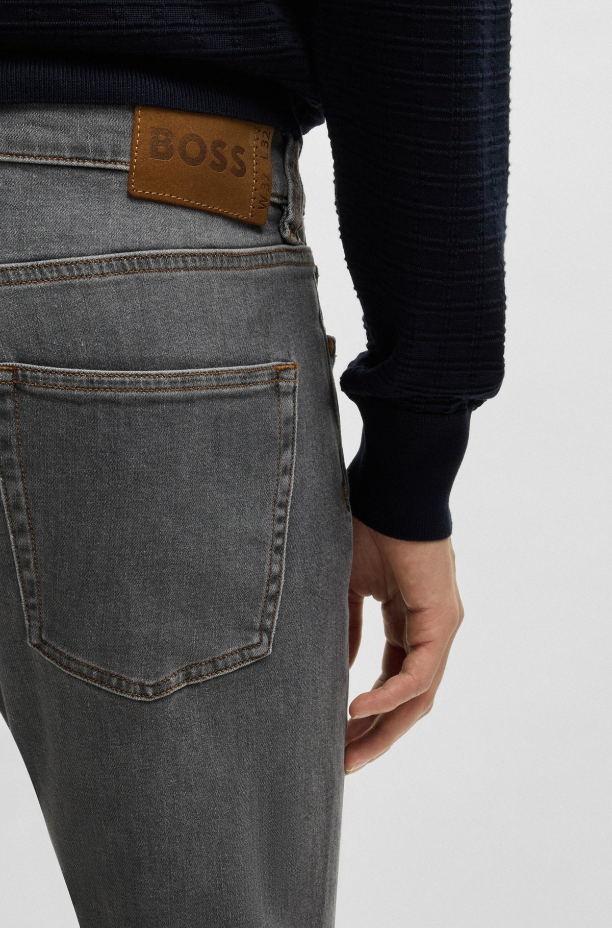 SLIM-FIT JEANS IN CHARCOAL STRETCH DENIM WITH CASHMERE - 5