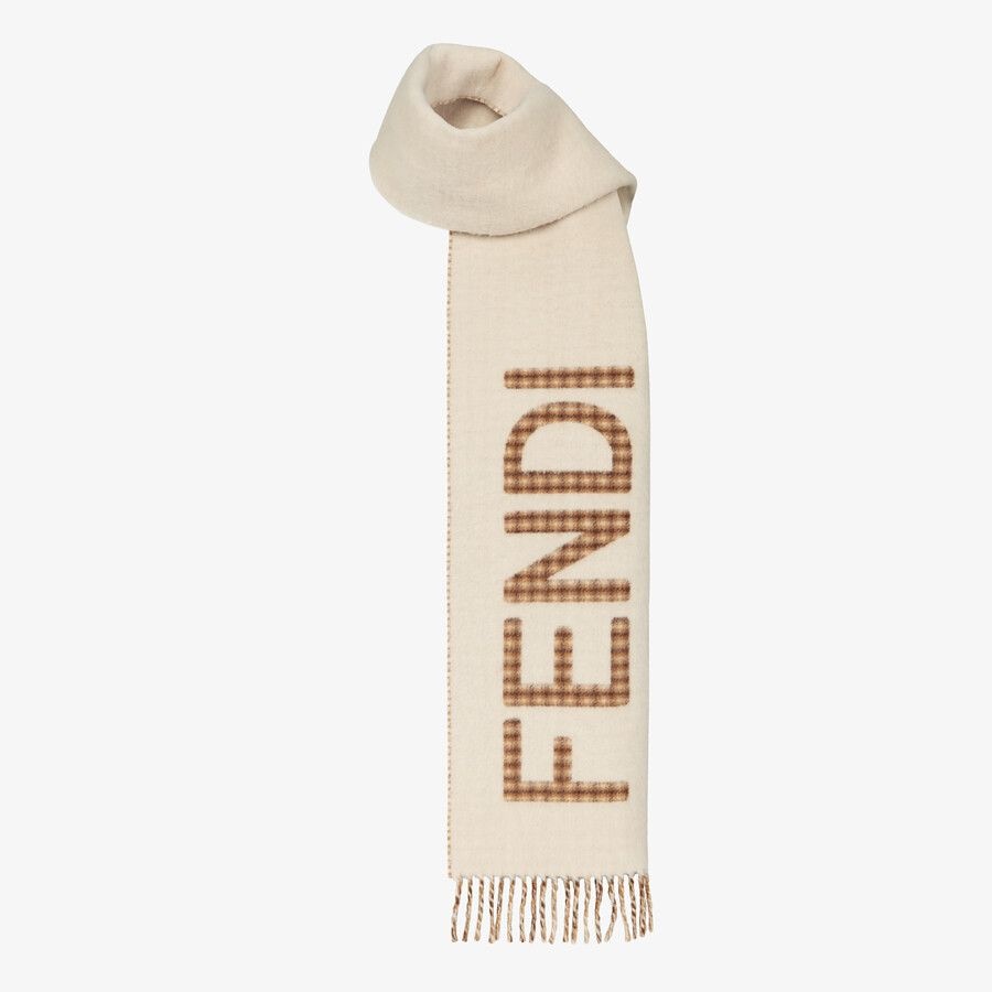 Cream wool and cashmere scarf - 2