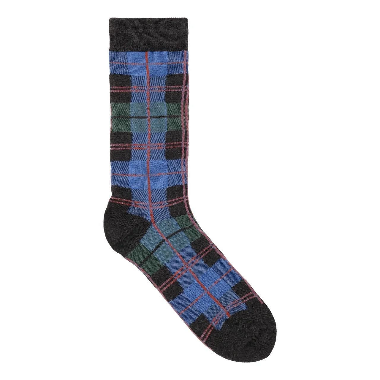 RIBBIT SOCK - GREEN BLUE DASHED CHECKS - 1