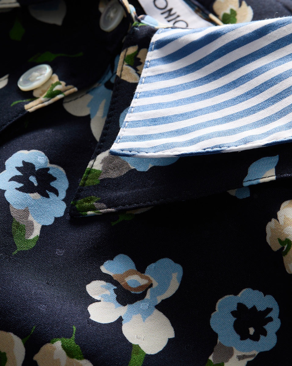 MAIA FLORAL SILK DOUBLE-COLLAR SHIRT - 5