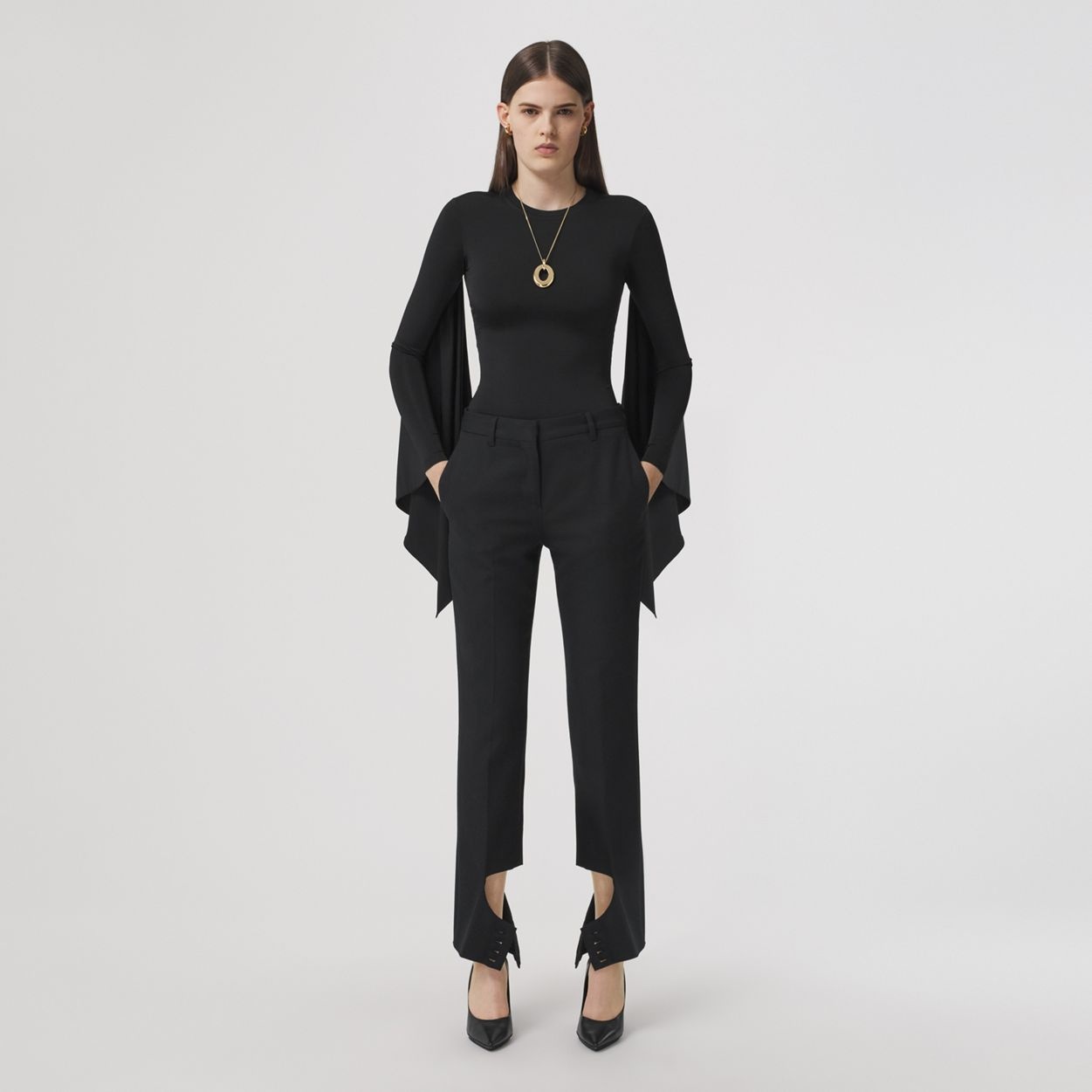 Exaggerated Panel Long-sleeve Stretch Jersey Top - 6