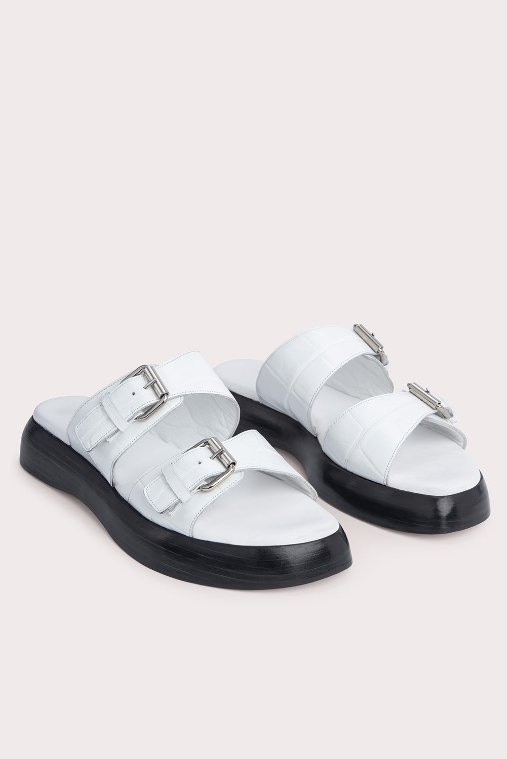 Wyatt White Maxi Croco and Nappa Leather - 2
