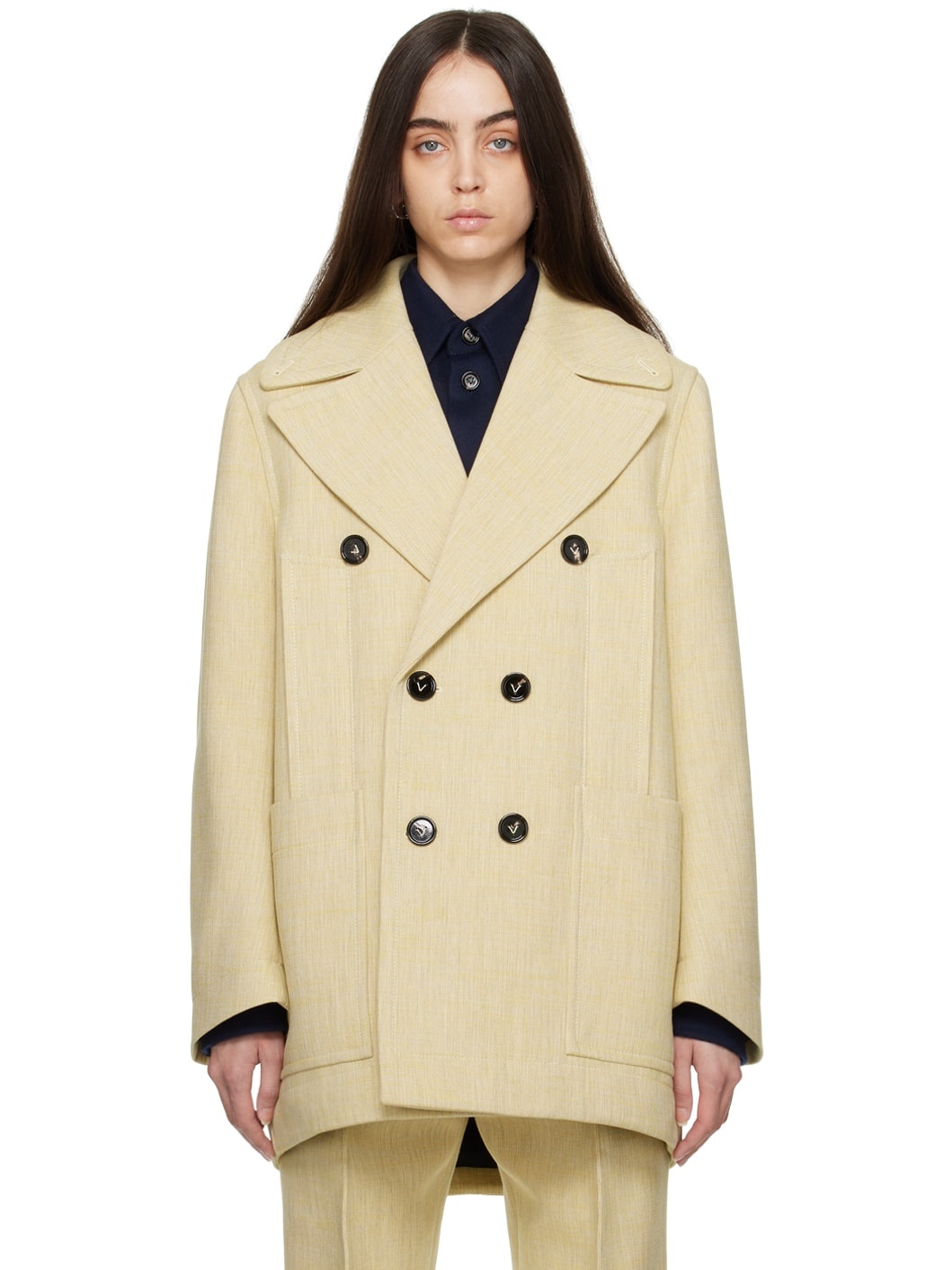 Beige Curved Shape Jacket - 1