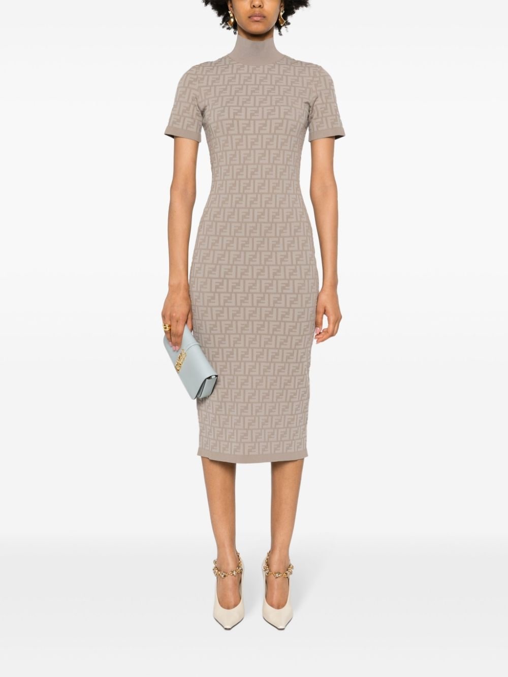 FF-jacquard midi dress - 2