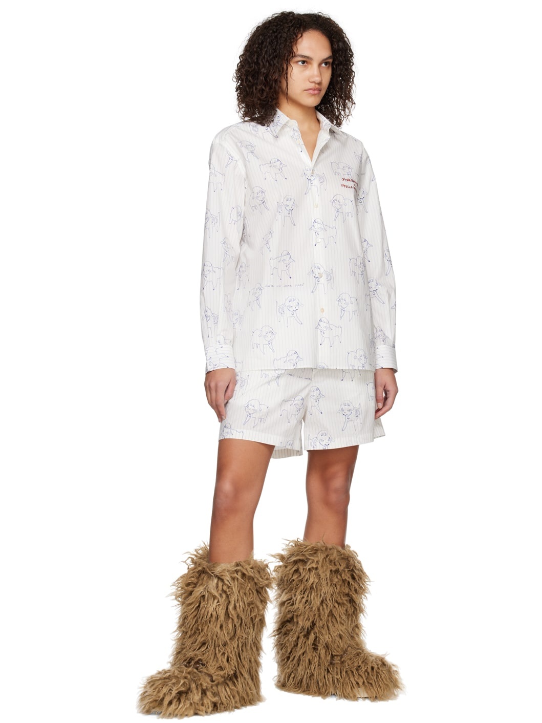 White 'Sheep Can Never Sleep' Shorts - 4