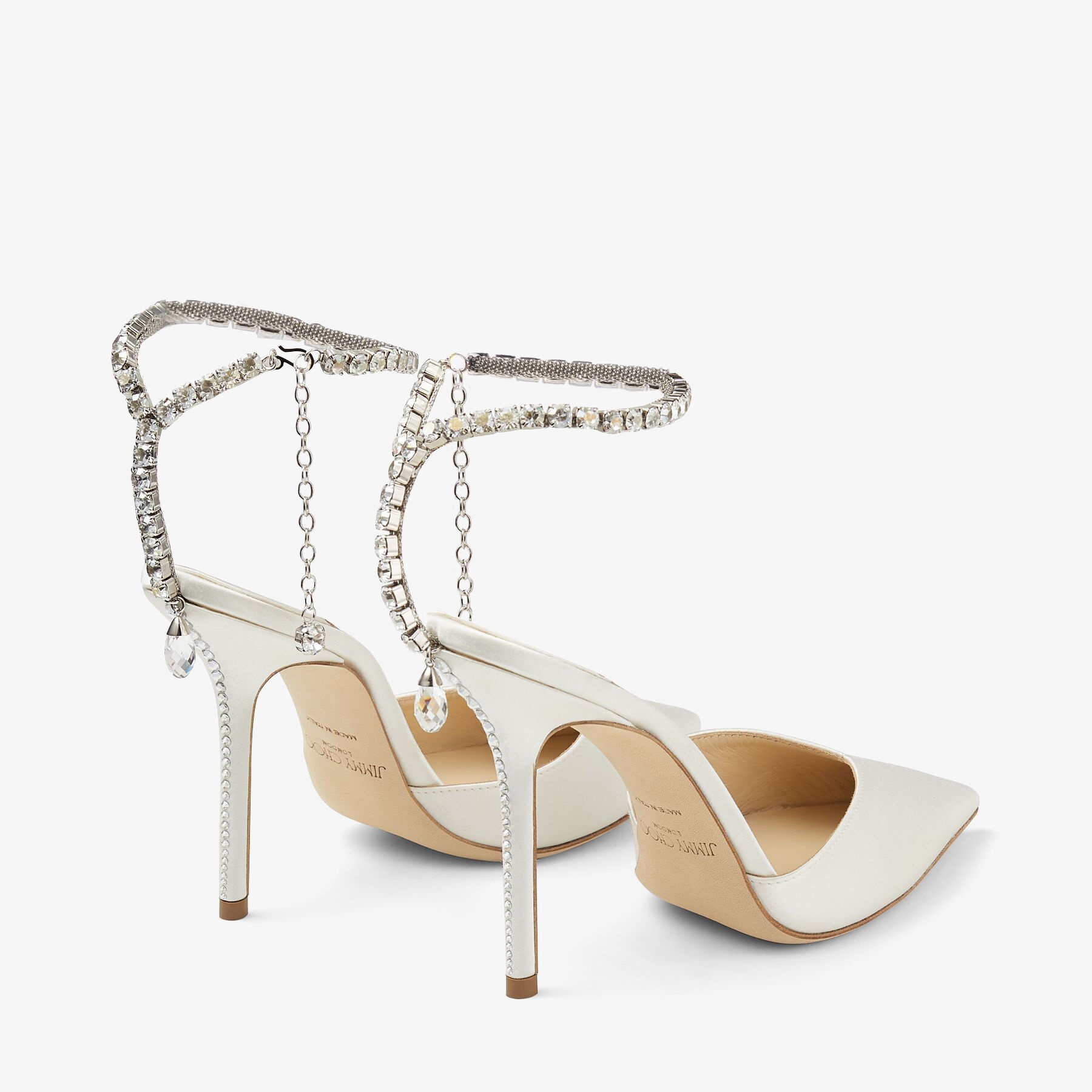 ◆正規品・新品◆Jimmy Choo Saeda100 Satin Sandal Ivory Color Sacora 100 | Bridal White Satin Sandals | JIMMY CHOO UK