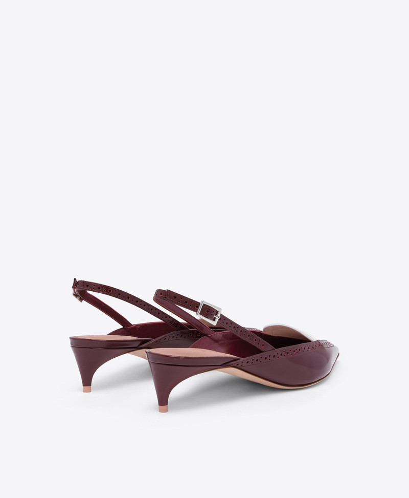 Laurie 40 Red & White Brushed Leather Slingbacks 3