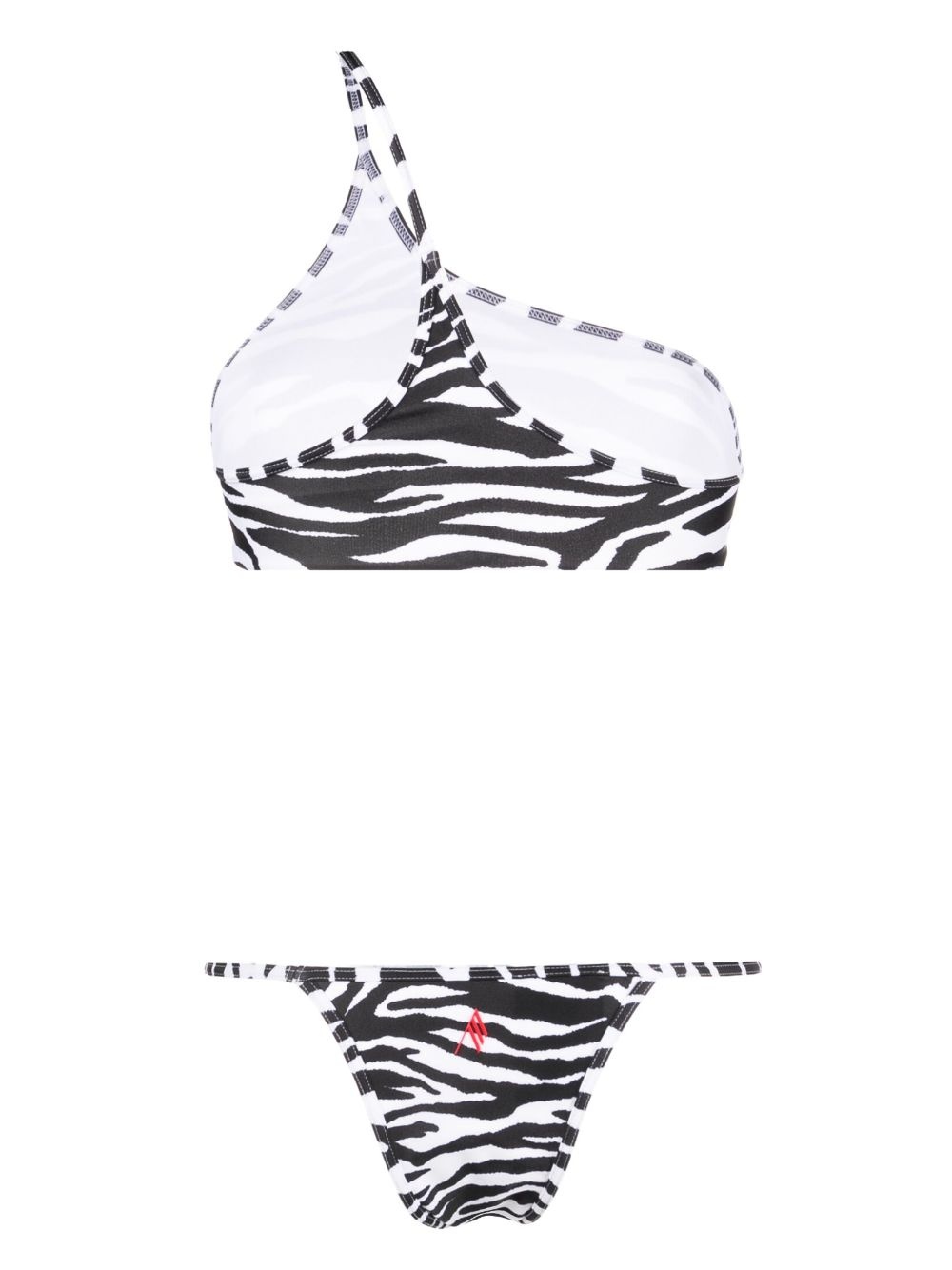 one-shoulder zebra-print bikini set - 2