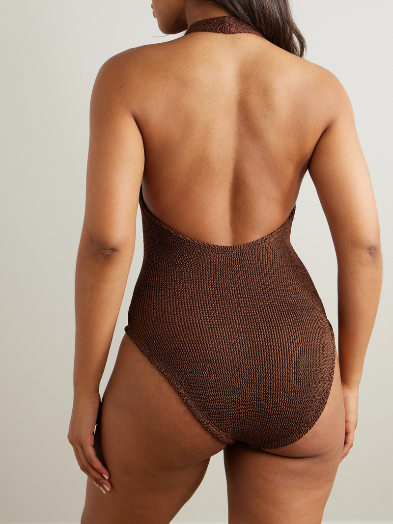 Hunza G Adriana Bead-embellished Original Crinkle Swimsuit outlook