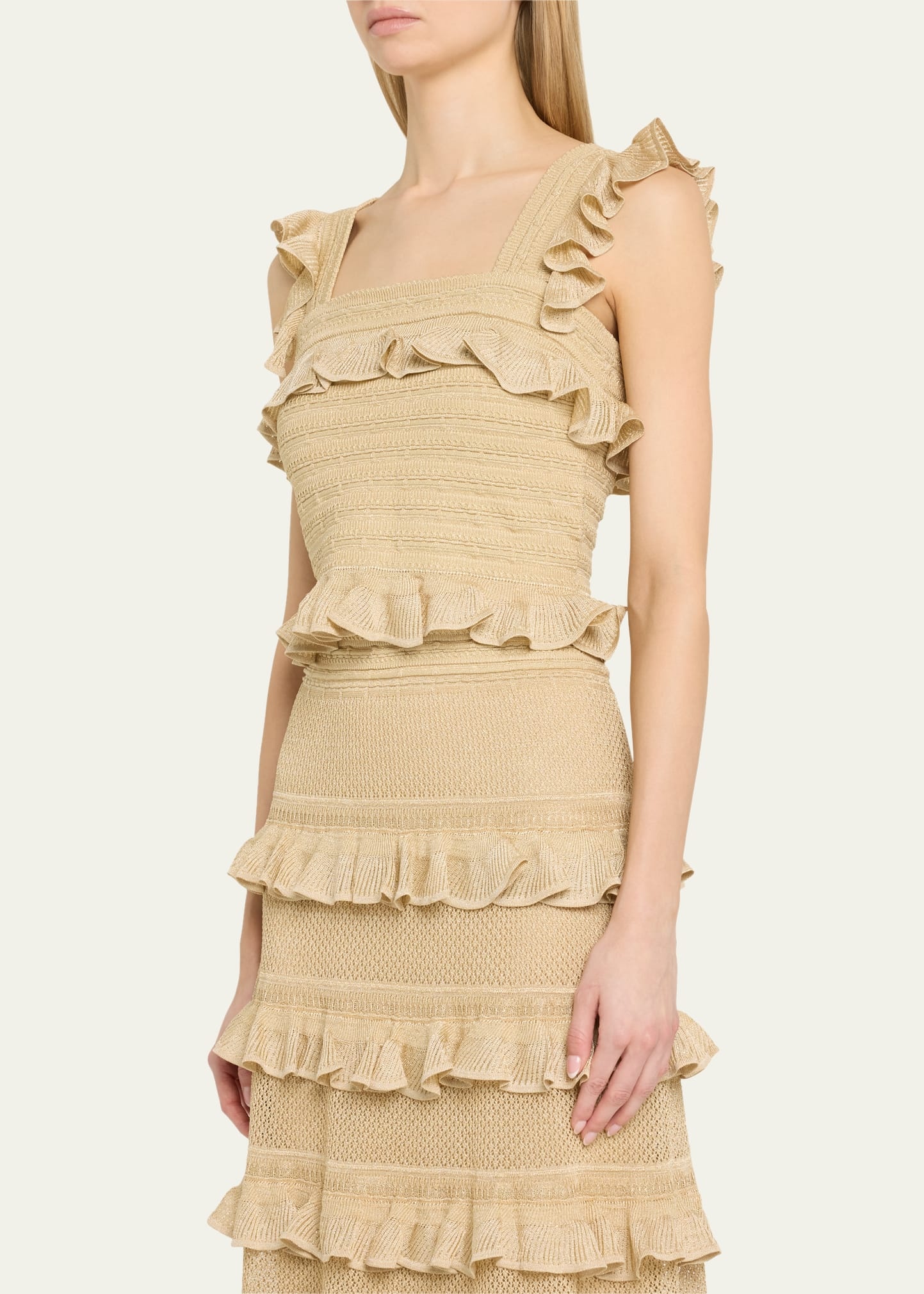 Illuminate Lace Frill Cami Metallic Gold - 4
