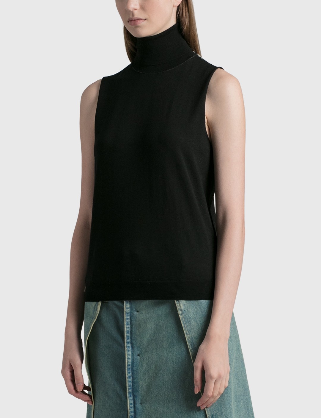 roll-neck sleeveless knitted top - 5