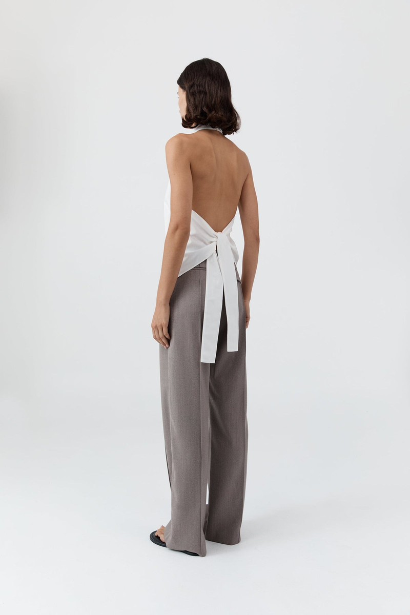 Oxford Halter Tie Back Top - White 5