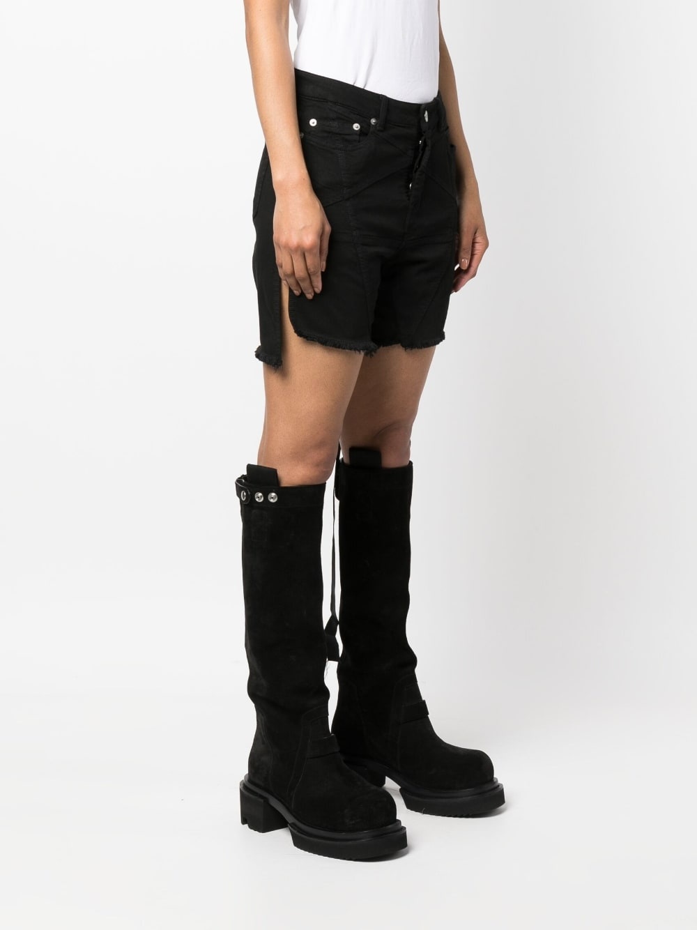 raw-cut denim shorts - 3