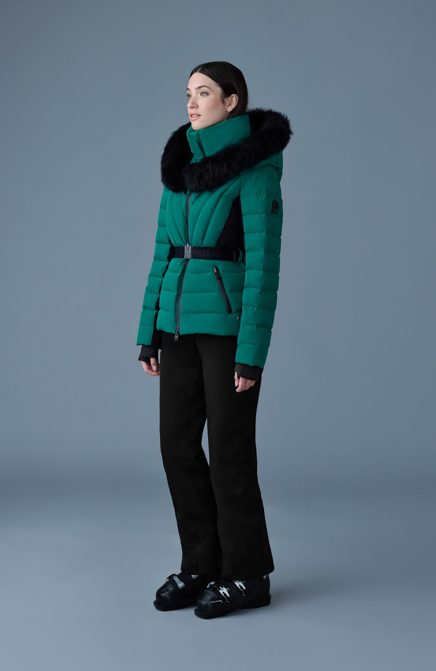 ELITA-SH Belted down ski jacket with fur trimmed hood - 3
