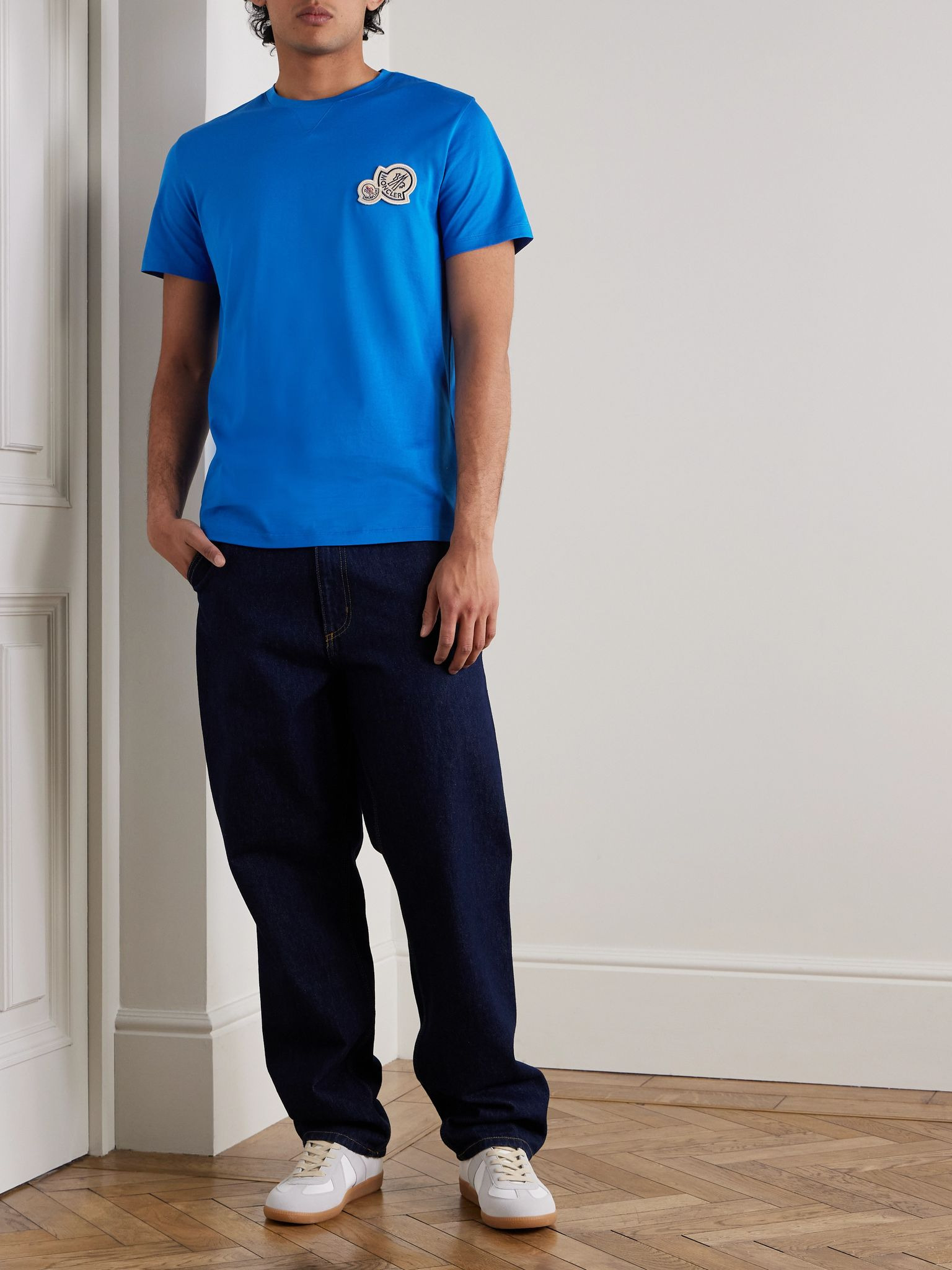 Logo-Appliquéd Cotton-Jersey T-Shirt Blue - 2