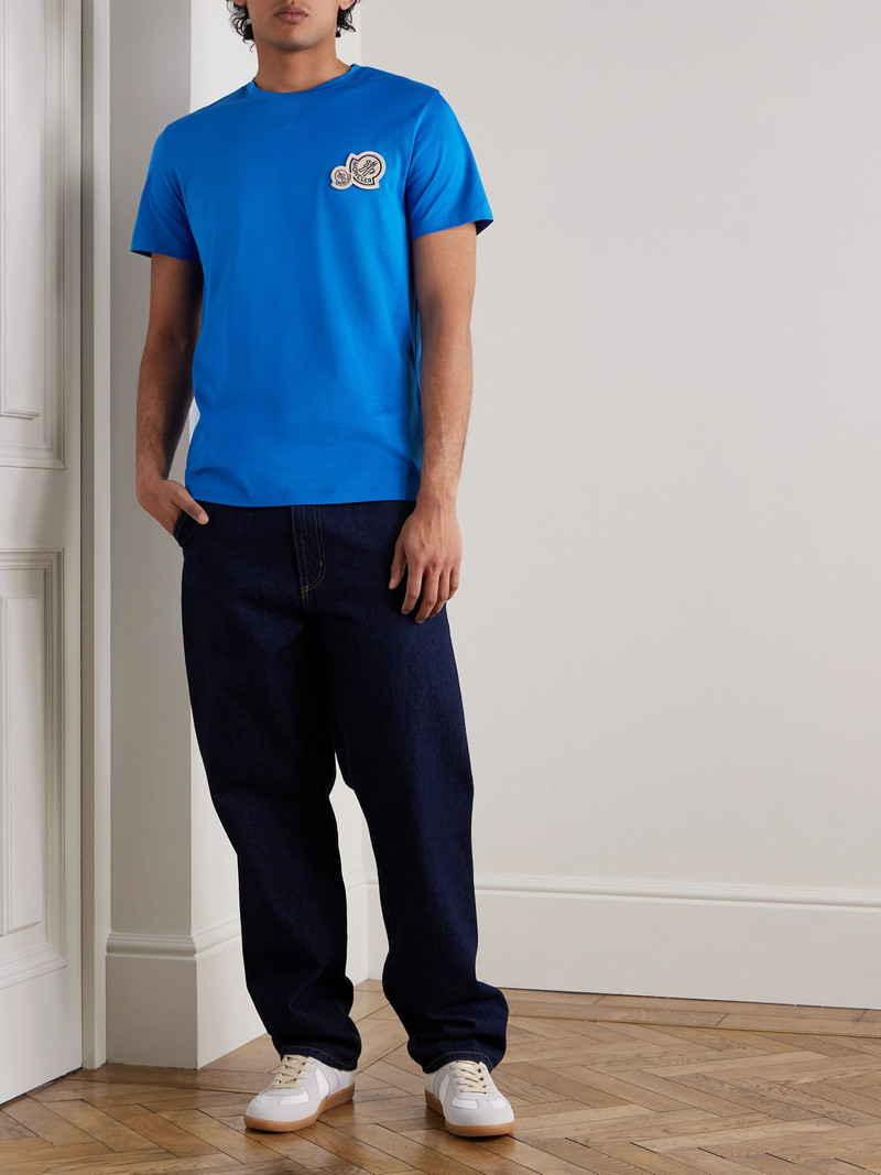 Moncler Logo-Appliquéd Cotton-Jersey T-Shirt Blue outlook