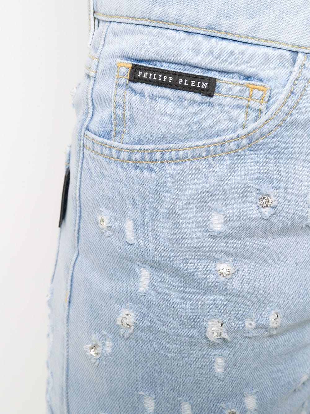 crystal-embellished denim shorts - 5