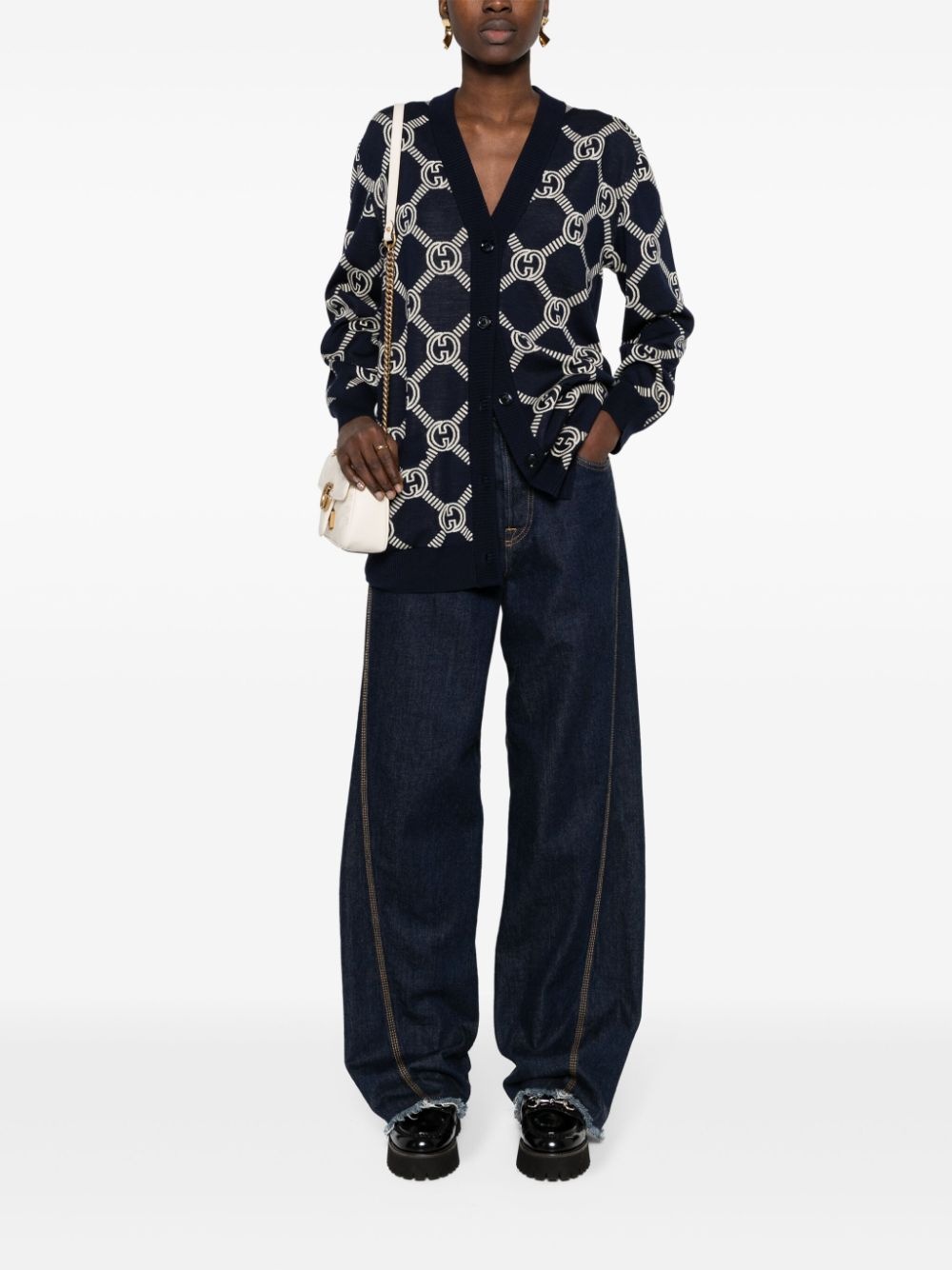 GG-jacquard reversible cardigan - 2