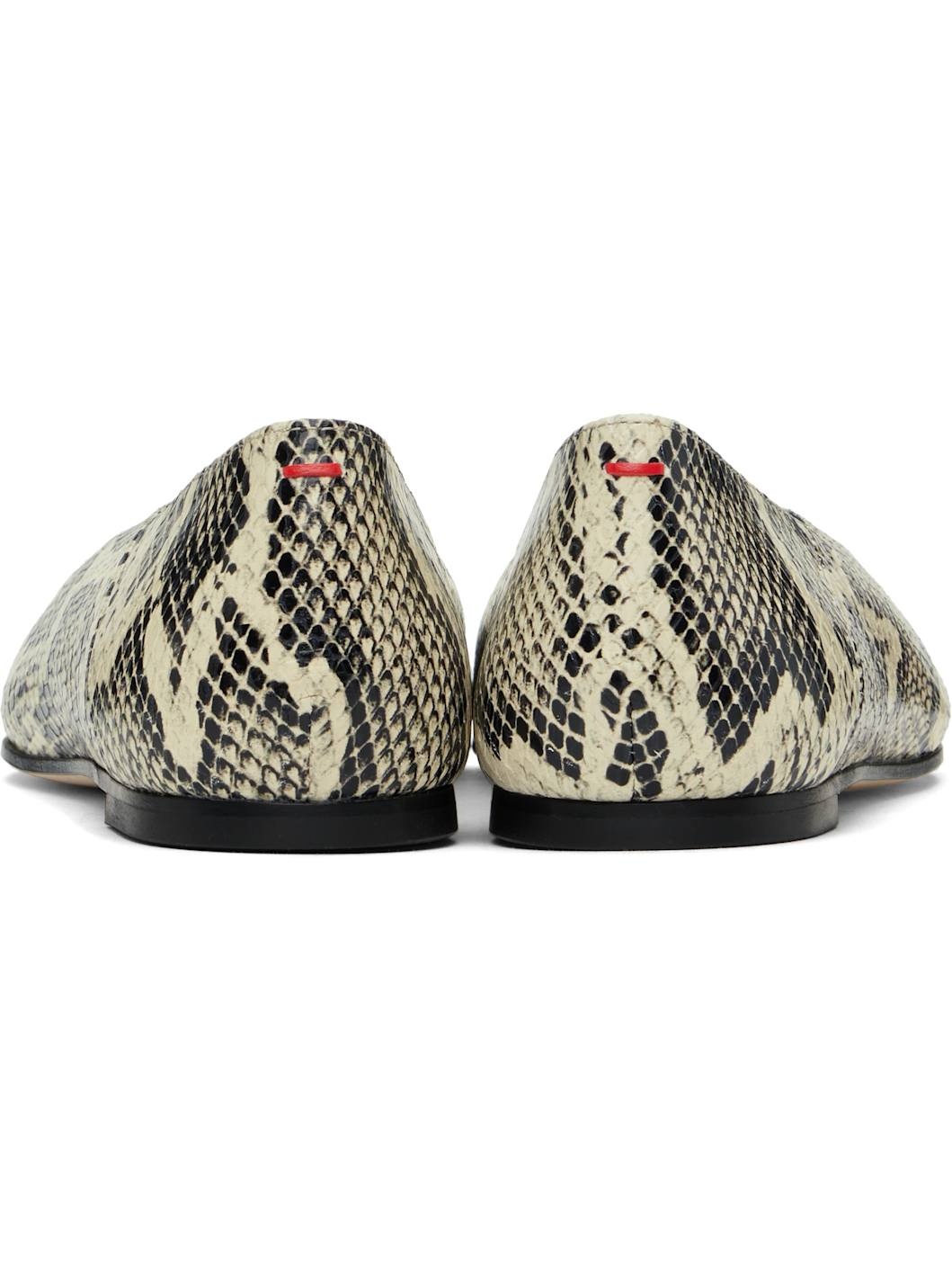 Beige & Black Moa Leather Ballerina Flats - 2