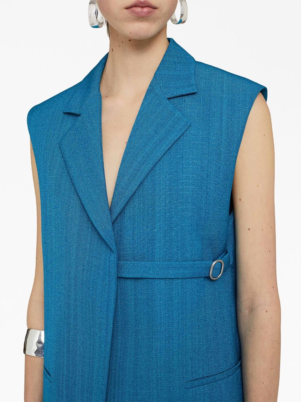 sleeveless belted blazer - 6