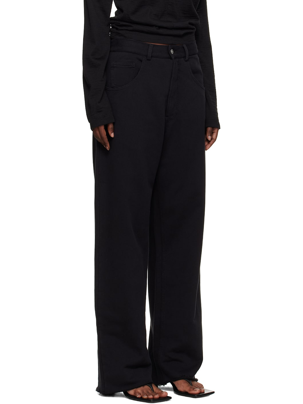 Black Brushed Sweat Jersey Trousers - 2
