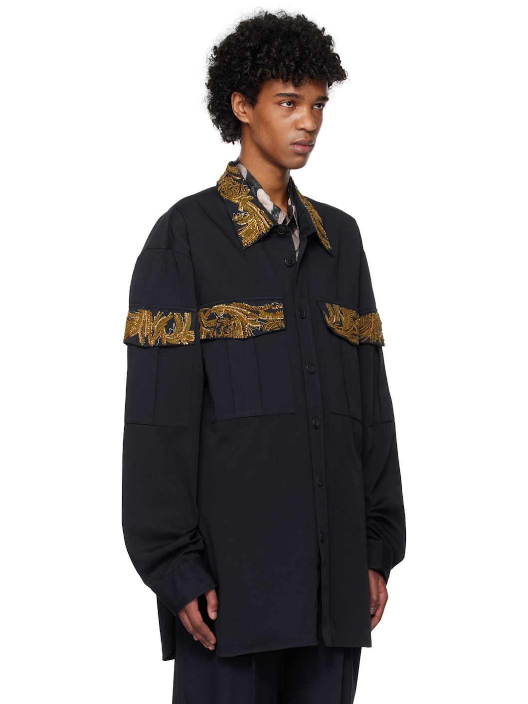 Navy Embroidered Shirt - 2