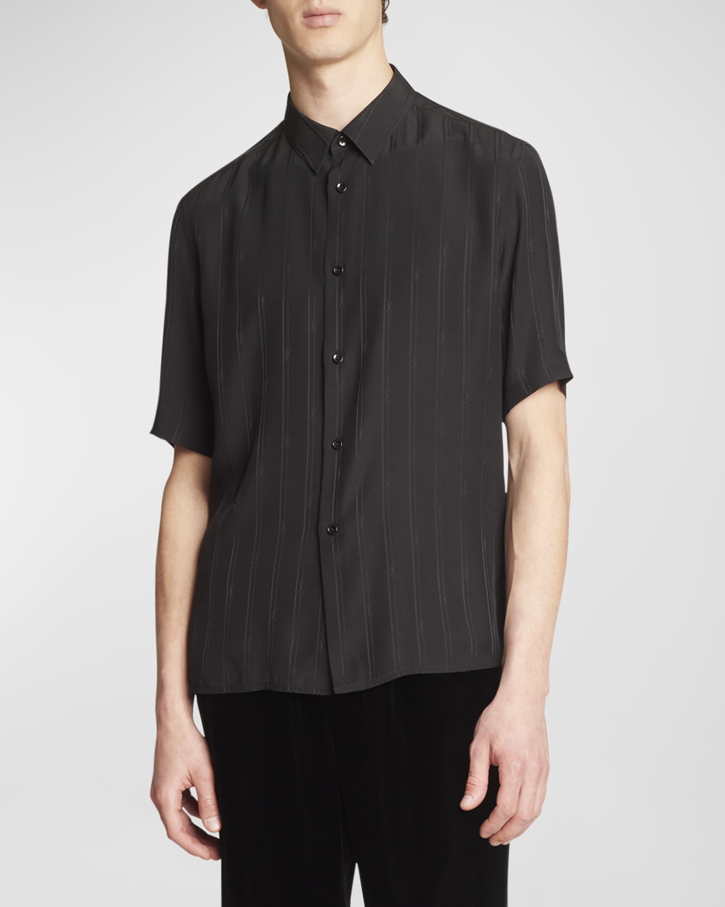 Men's YSL Tonal Striped Dress Shirt - 2