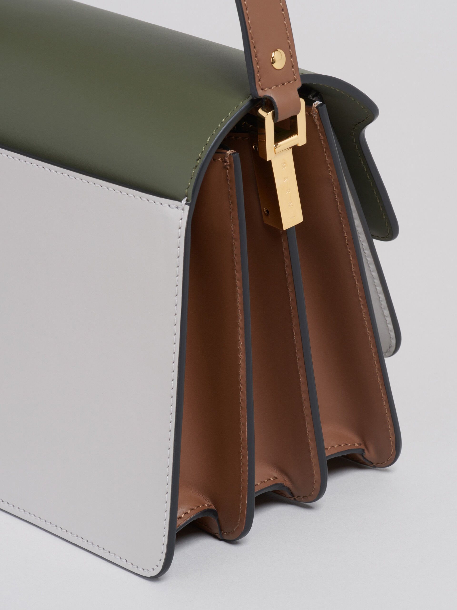 TRUNK MEDIUM BAG IN GREEN GREY AND BROWN LEATHER - 4