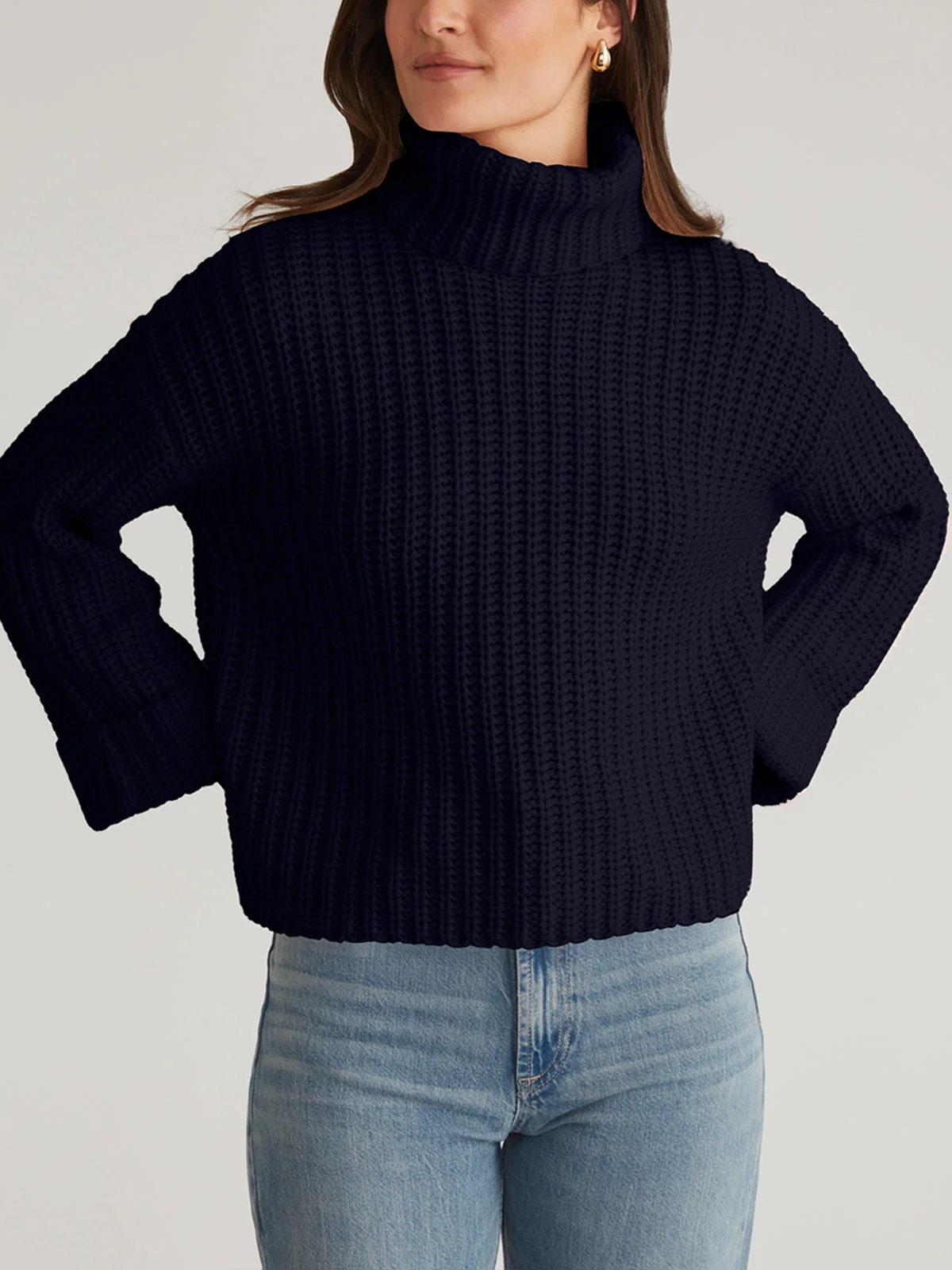 Vida: Turtleneck Shaker Pullover - 1