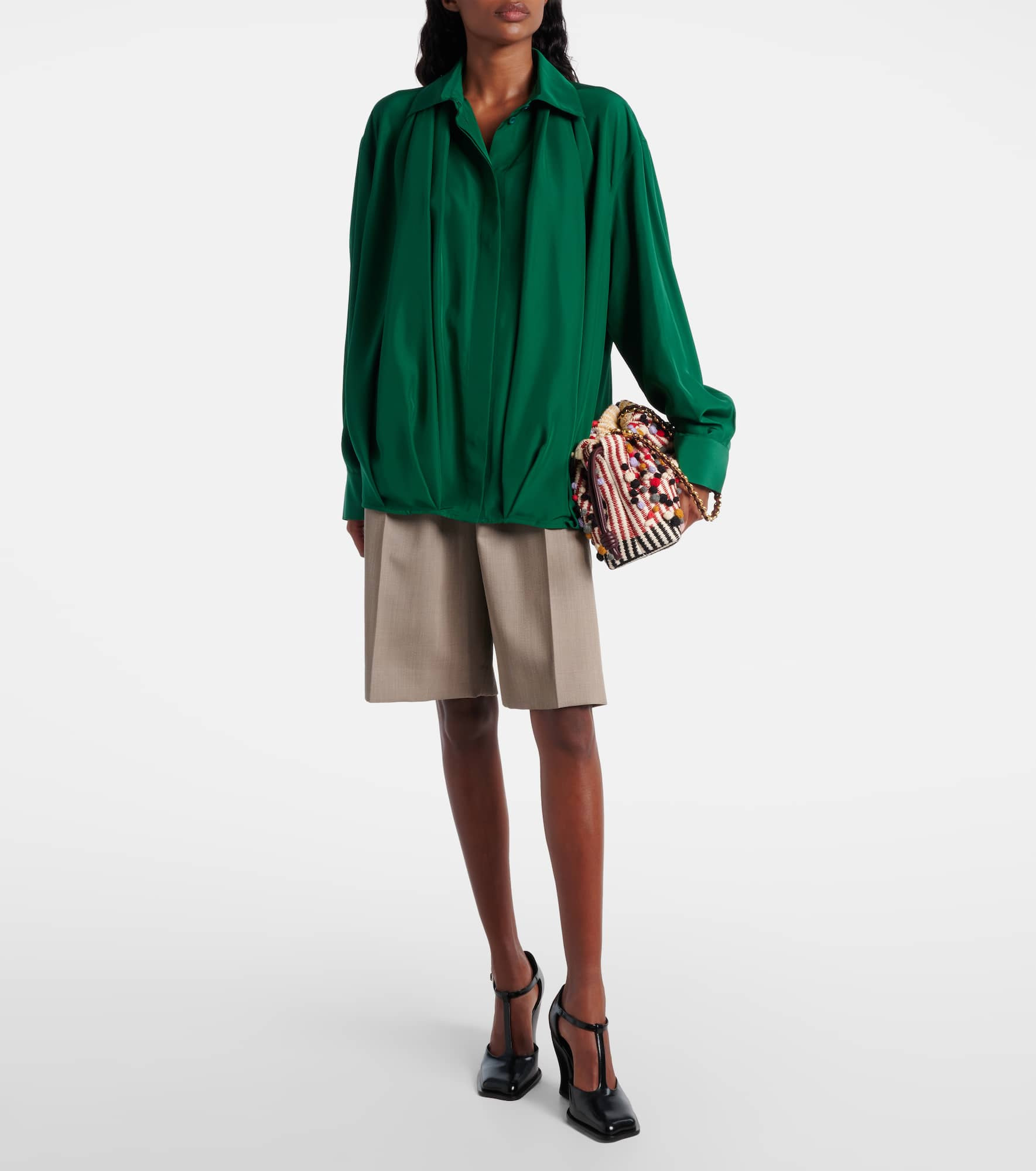 Draped silk shirt - 2