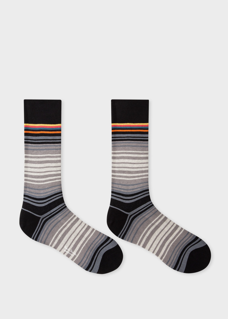 Paul Smith Black And Grey Gradient Stripe Socks outlook
