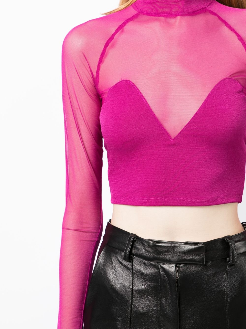 mesh mock-neck crop top - 5