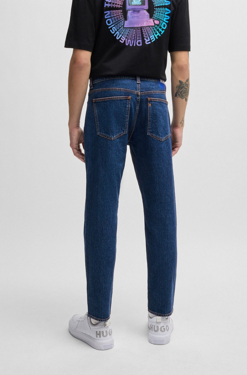 TAPERED-FIT JEANS IN BLUE STRETCH DENIM 4