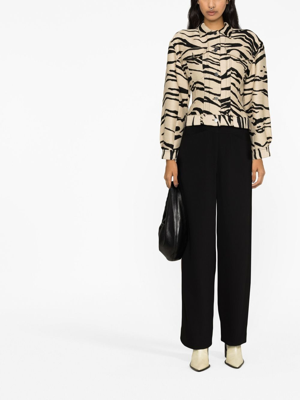 zebra-print trucker jacket - 2